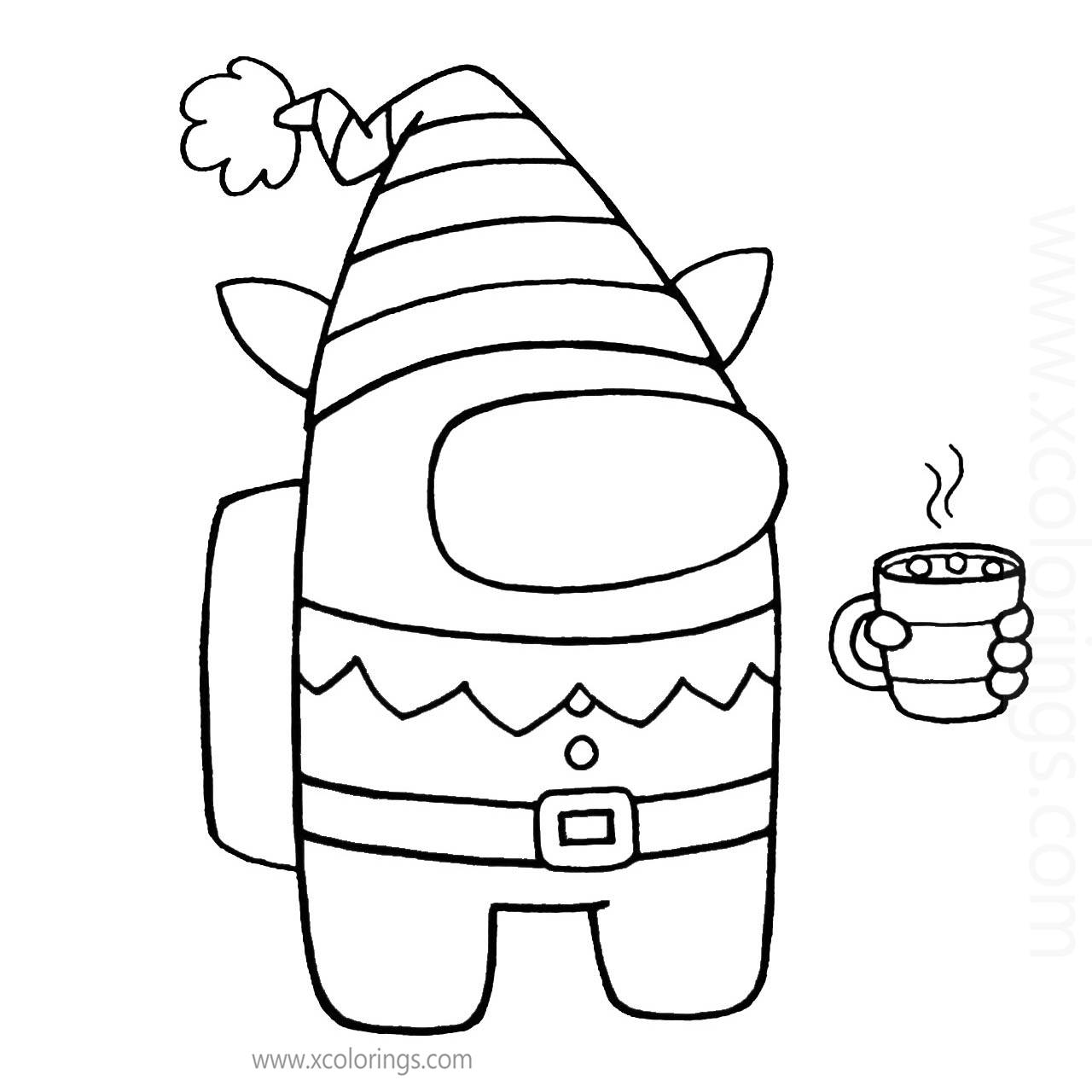 Among Us Coloring Pages Christmas Among Us Funny Ghost Coloring Page
