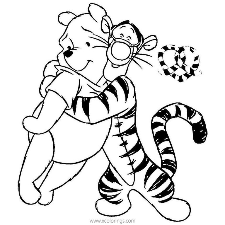 Winnie The Pooh Valentines Coloring Pages Tigger With Heart Xcolorings