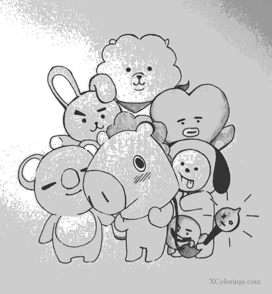 Download Bt21 Coloring Pages Hand Drawing - XColorings