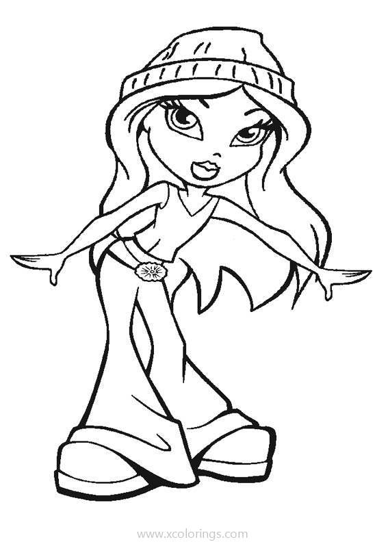 Bratz Coloring Pages Sasha in Hat - XColorings.com