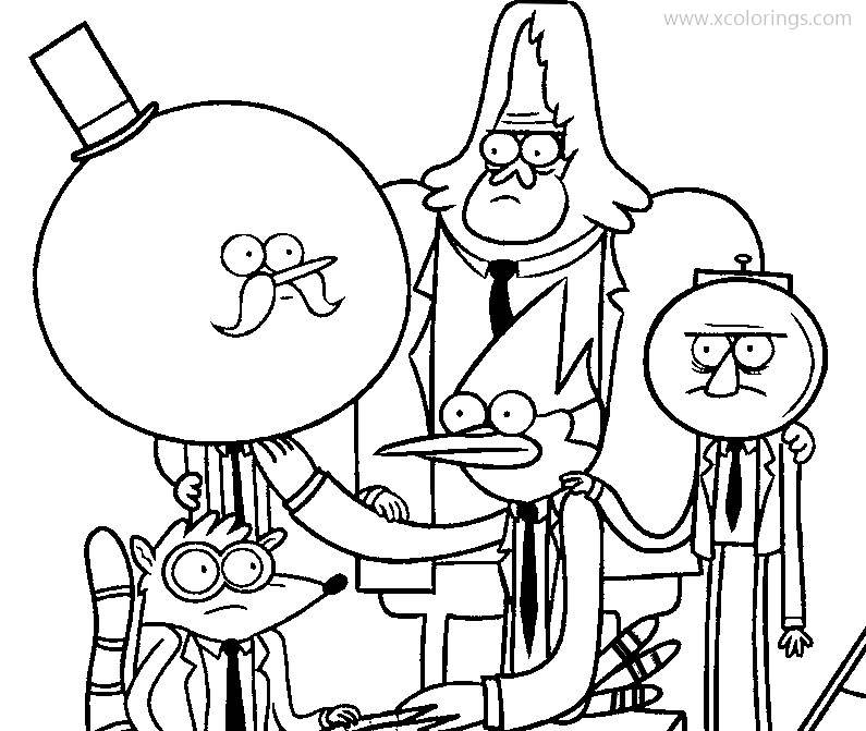Regular Show Coloring Pages Mordecai Rigby Skips and Pops - XColorings.com