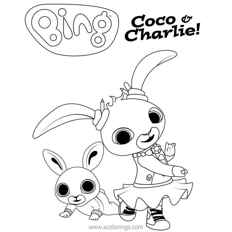 Bing Bunny Coloring Pages Pando and Padget - XColorings.com