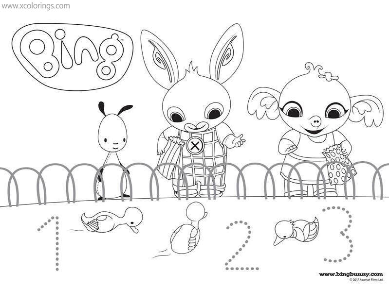 Bing Bunny Coloring Pages Learn Numbers - XColorings.com