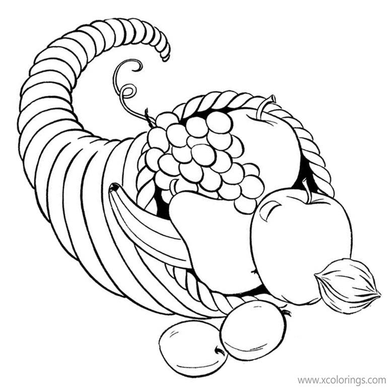 Fill Empty Cornucopia with Food Coloring Pages - XColorings.com