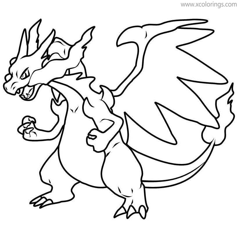 Mega Charizard Pokemon Coloring Pages XColorings