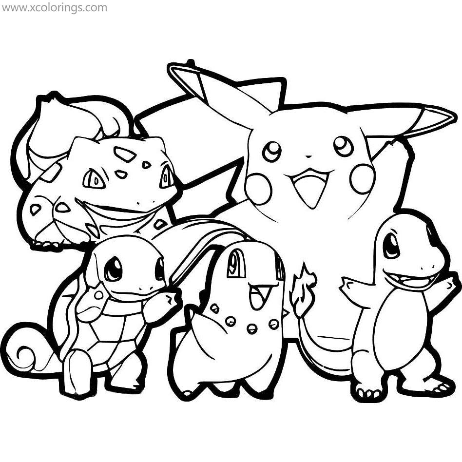 Mega Pokemon Coloring Pages Pikachu and Friends - XColorings.com