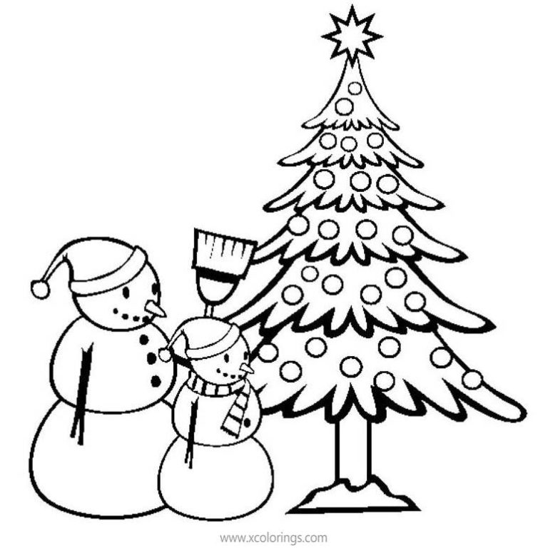 Disney Mickey Minnie with Christmas Tree Coloring Pages - XColorings.com