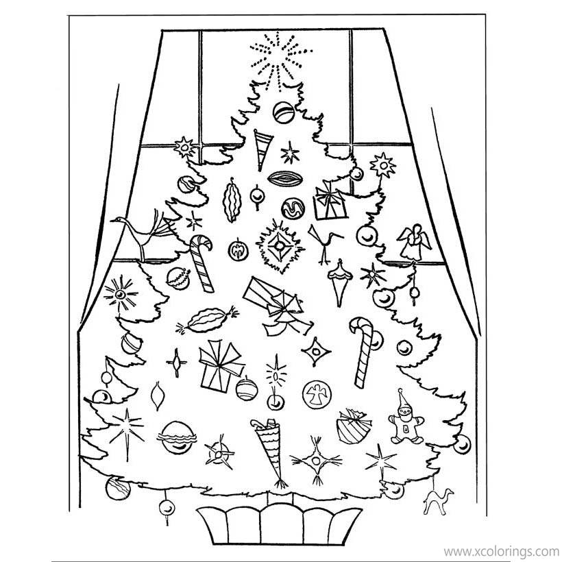 Christmas Tree by the Window Coloring Pages - XColorings.com