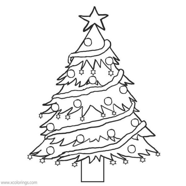 Simple Christmas Tree Coloring Pages - XColorings.com