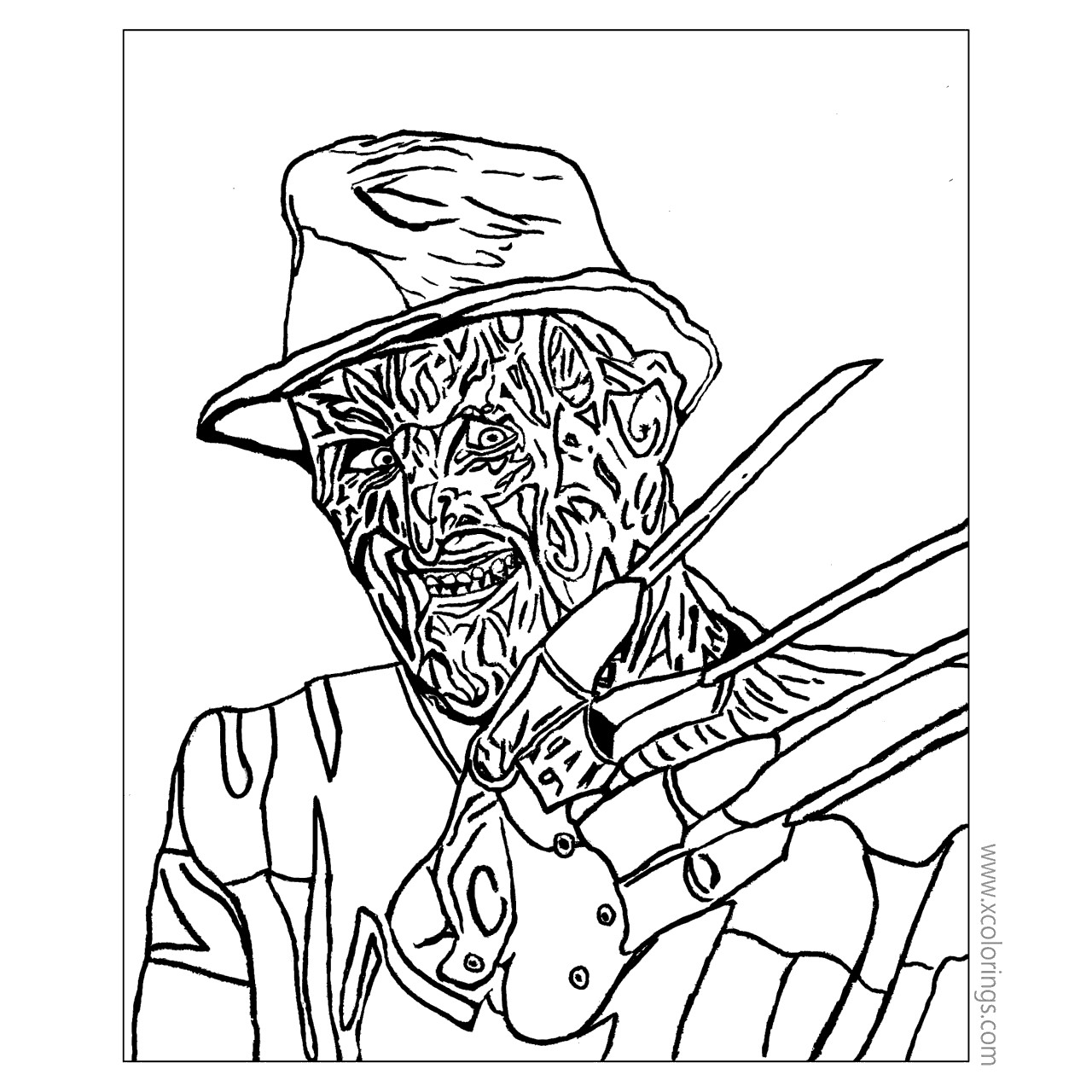 Freddy Krueger with Glove Coloring Pages - XColorings.com