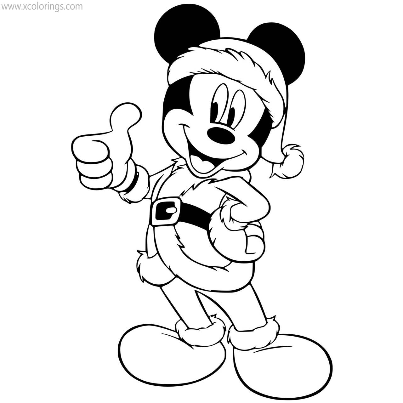 Mickey Mouse Christmas Coloring Pages As A Santa Claus XColorings