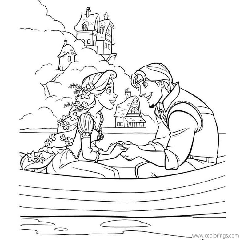 Tangled Coloring Pages Rapunzel And Flynn On The Boat XColorings