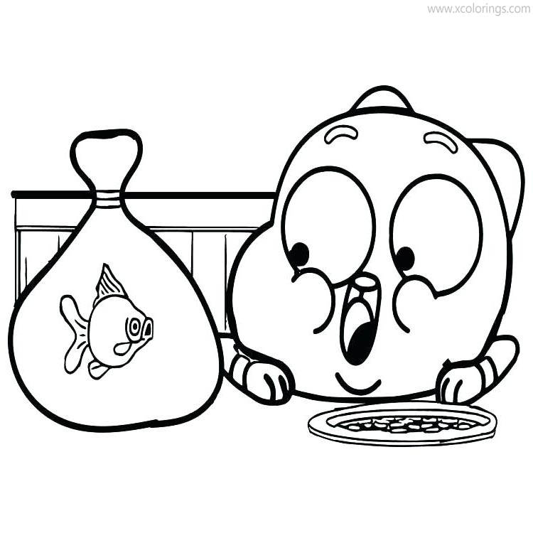 The Amazing World of Gumball Coloring Pages Fish In A Bag - XColorings.com