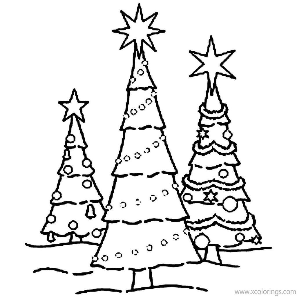 Disney Mickey Minnie with Christmas Tree Coloring Pages - XColorings.com