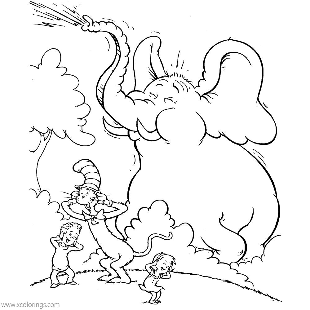 Cat In The Hat Coloring Pages Elephant - XColorings.com