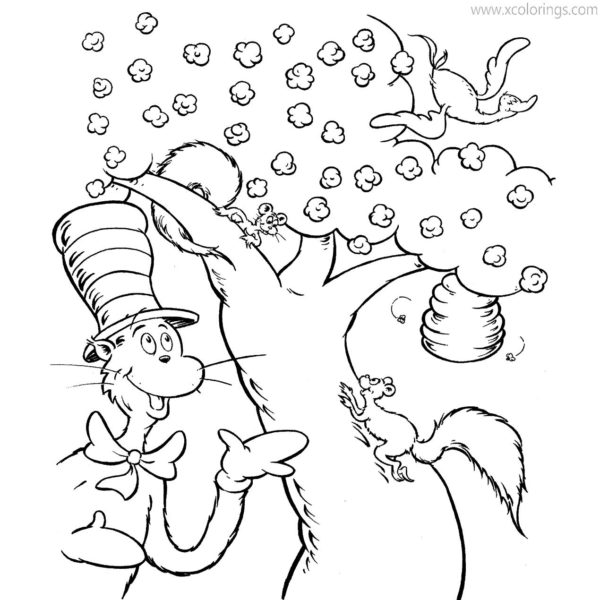 Cat In The Hat Coloring Pages Easy for Kids - XColorings.com