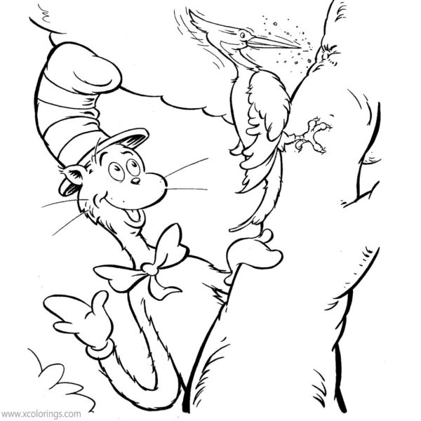Cat In The Hat Coloring Pages A Bird - XColorings.com