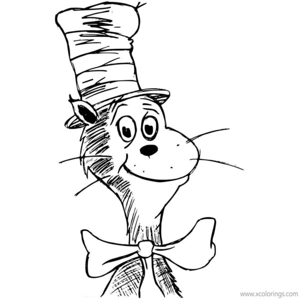 Cat In The Hat Coloring Pages FLowers - XColorings.com
