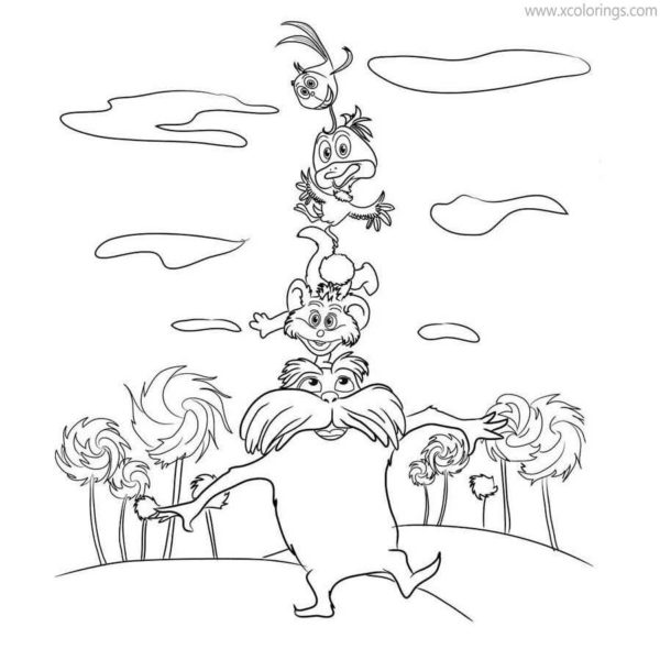 Lorax Coloring Pages Swans and Fish - XColorings.com