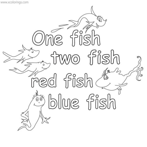 One Fish Two Fish Red Fish Blue Fish Coloring Pages Printable 