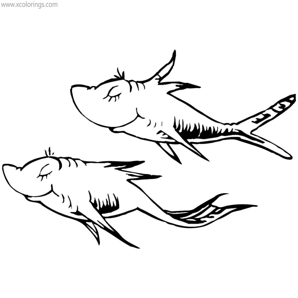 One Fish Two Fish Red Fish Blue Fish Coloring Pages Activity Sheets XColorings