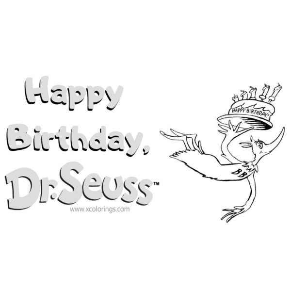 Happy Birthday Dr Seuss Coloring Pages Cat In The Hat With Balloons 