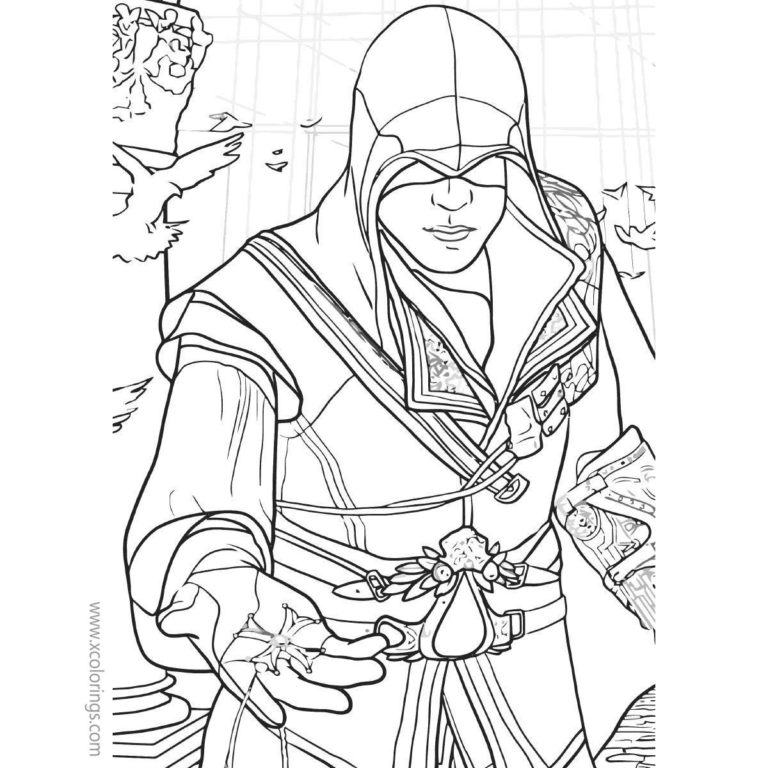 Creed Coloring Assassin Ezio Xcolorings Sketch Coloring Page.