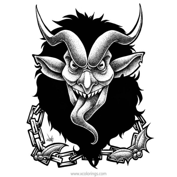 Krampus with Chains Coloring Pages - XColorings.com