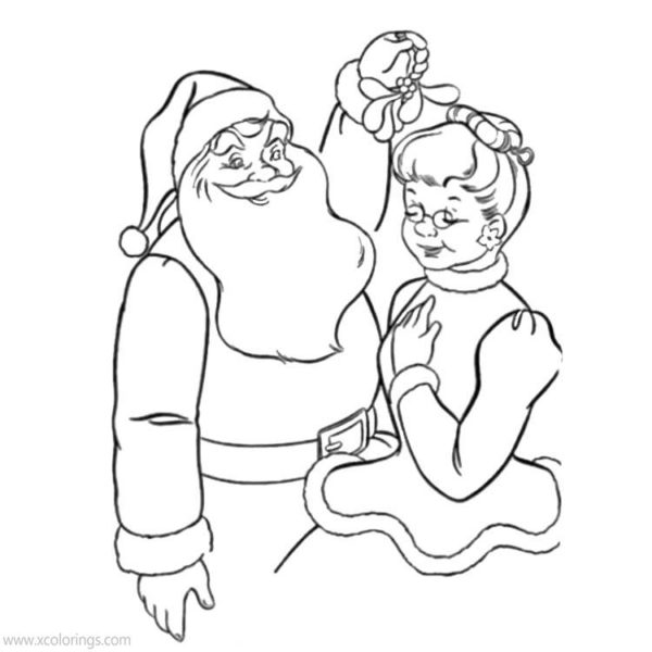 Mrs. Claus and Mr. Claus Coloring Pages with Snowflakes - XColorings.com