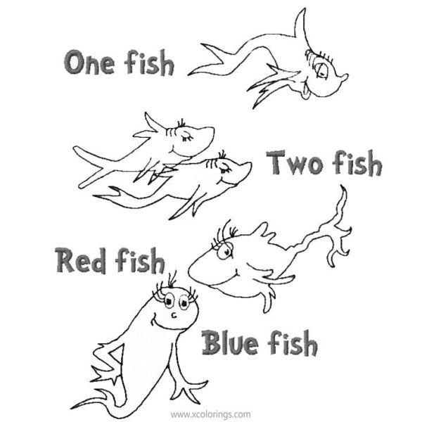 One Fish Two Fish Red Fish Blue Fish Coloring Pages Activity Sheets ...
