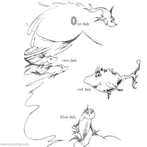 Dr. Seuss One Fish Two Fish Coloring Pages Count 3 Fish - XColorings.com