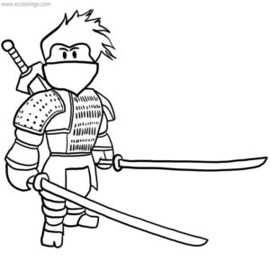 Roblox Ninja Coloring Pages with Mask and Sword - XColorings.com