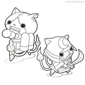 Yo-Kai Watch Coloring Pages Komasan is Dancing - XColorings.com