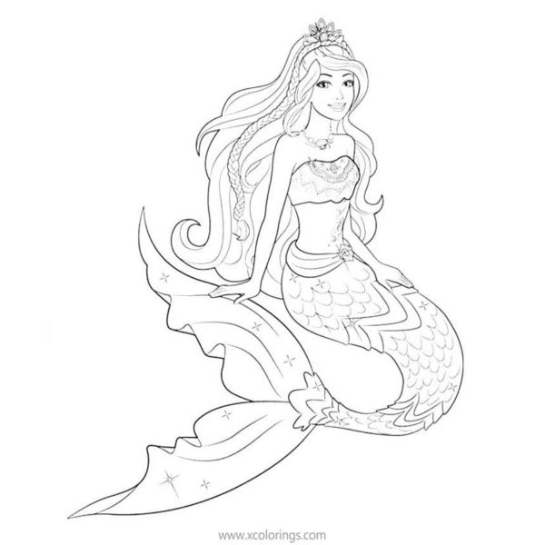 Barbie Mermaid Goes to Surf Coloring Pages - XColorings.com