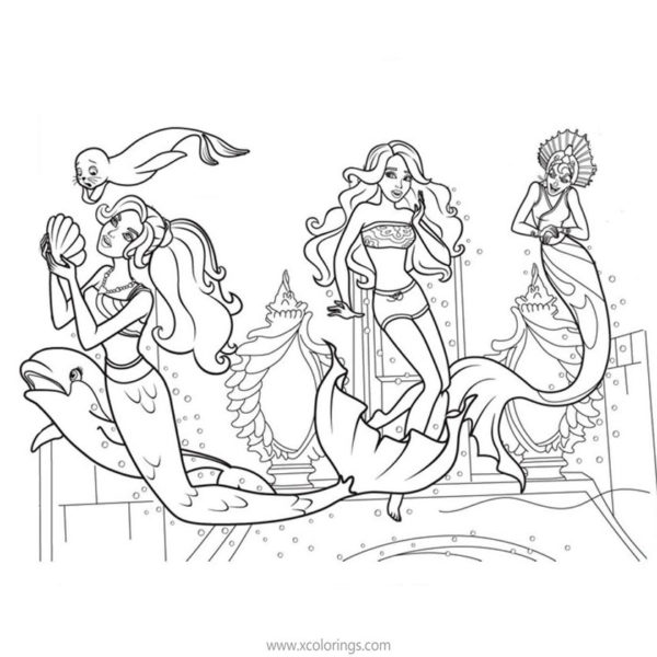 Pearl Princess Barbie Mermaid Coloring Pages - XColorings.com