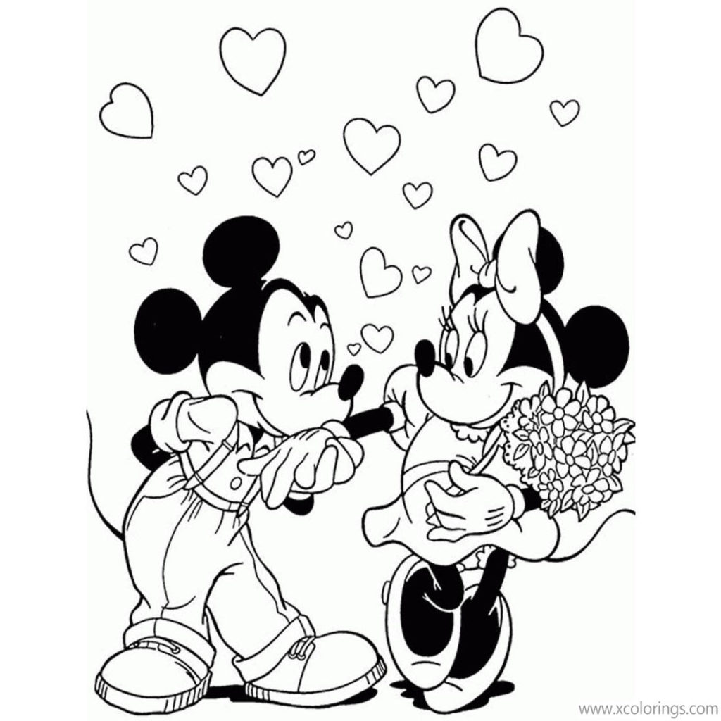 Disney Mickey Mouse Valentines Day Coloring Pages - XColorings.com