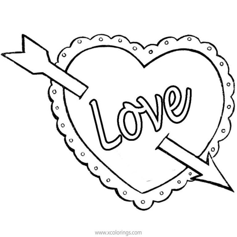 Letter V for Valentines Day Heart Coloring Pages - XColorings.com