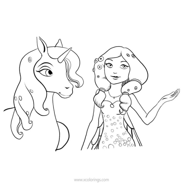 Mia And Me Unicorn and Dragon Coloring Pages - XColorings.com