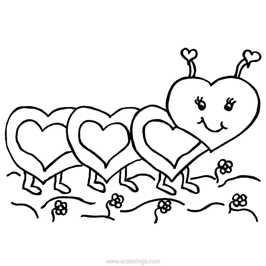 Valentines Day Caterpillar Coloring Pages - XColorings.com