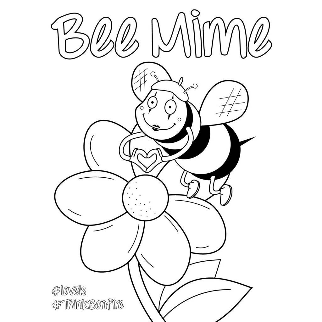 Valentines Day Coloring Pages Bee Mine XColorings