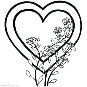 Valentines Day Heart Flower Design Coloring Pages - XColorings.com