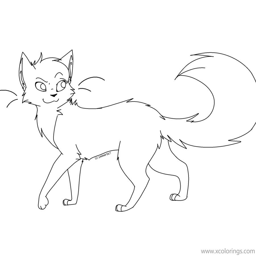 Warrior Cat with Big Tail Coloring Pages - XColorings.com