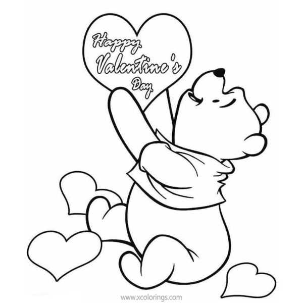 Winnie the Pooh Valentines Coloring Pages Piglet and Eeyore ...