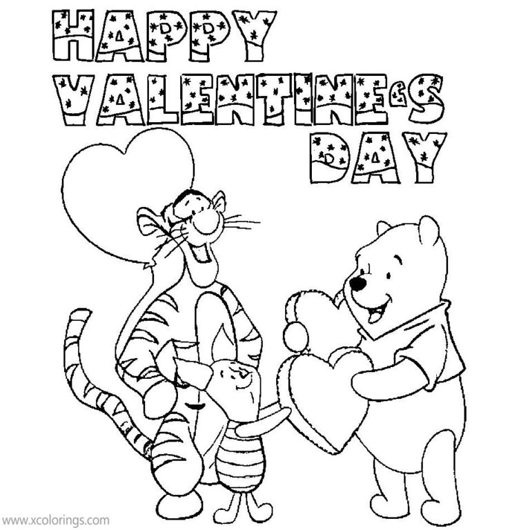 Winnie the Pooh Valentines Coloring Pages Piglet and Eeyore ...