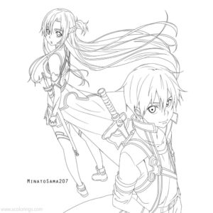 Sword Art Online Coloring Pages Kirito and Asuna Fan Fiction