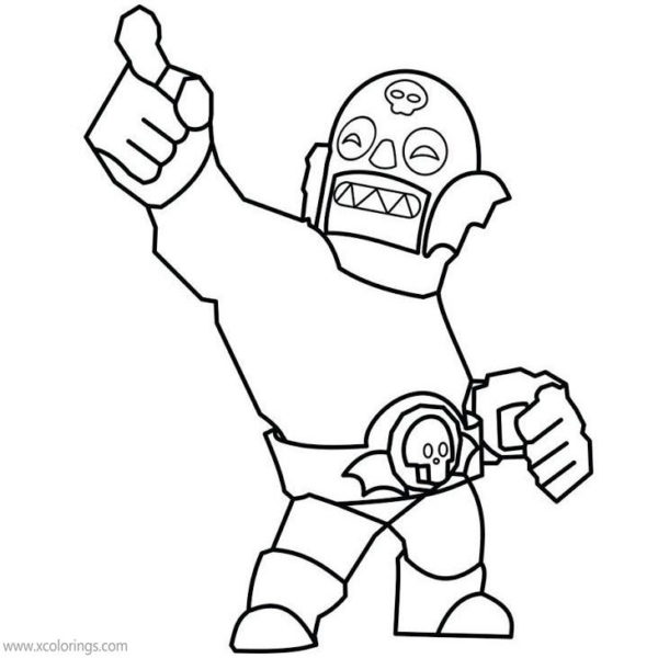 El Primo Brawl Stars Coloring Pages Black and White - XColorings.com