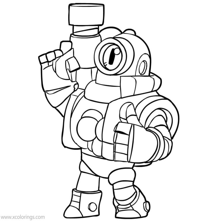 Brawl Stars Rico Coloring Pages with Logo - XColorings.com