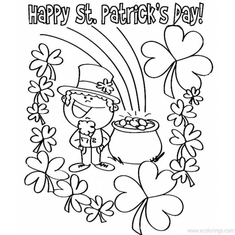 St. Patricks Day Coloring Pages Gnome in the Pot - XColorings.com