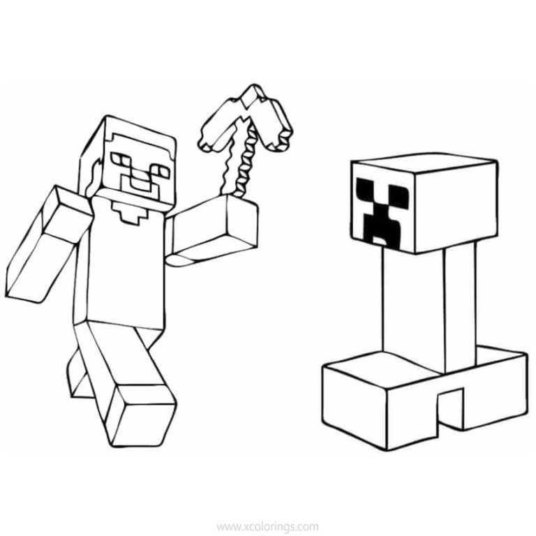 Creeper Coloring Pages with Minecraft Characters - XColorings.com