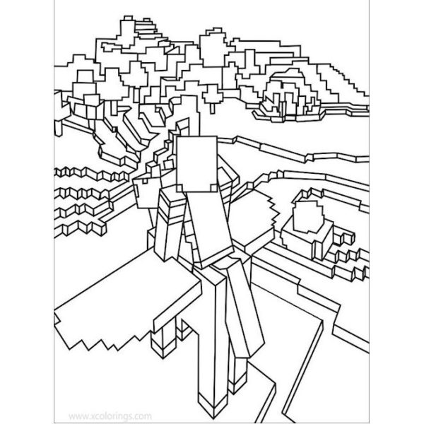 Ender Dragon Coloring Pages Clipart Black and White - XColorings.com